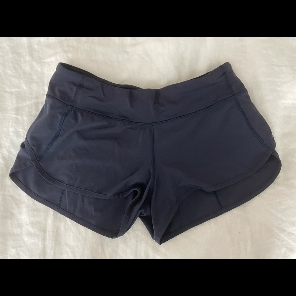 Lululemon navy speed up short size 4